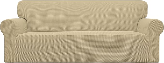 Easy-Going Stretch Oversized Sofa Couch Slipcover Washable Beige | 1-Piece by Easy-Going