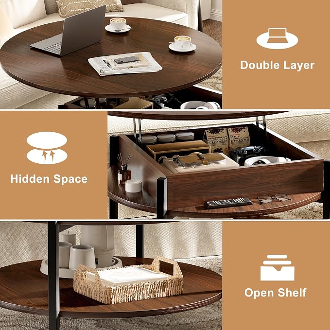 FABATO Round Lift Top Coffee Table - Image 6