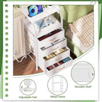 Furnulem Night Stand with Charging Station, Dresser with PVC & Fabric Drawers - Image 7