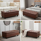 WUTUTUEE 50" Faux Leather Storage Ottoman Bench, Upholstered Rectangle End of - Image 7