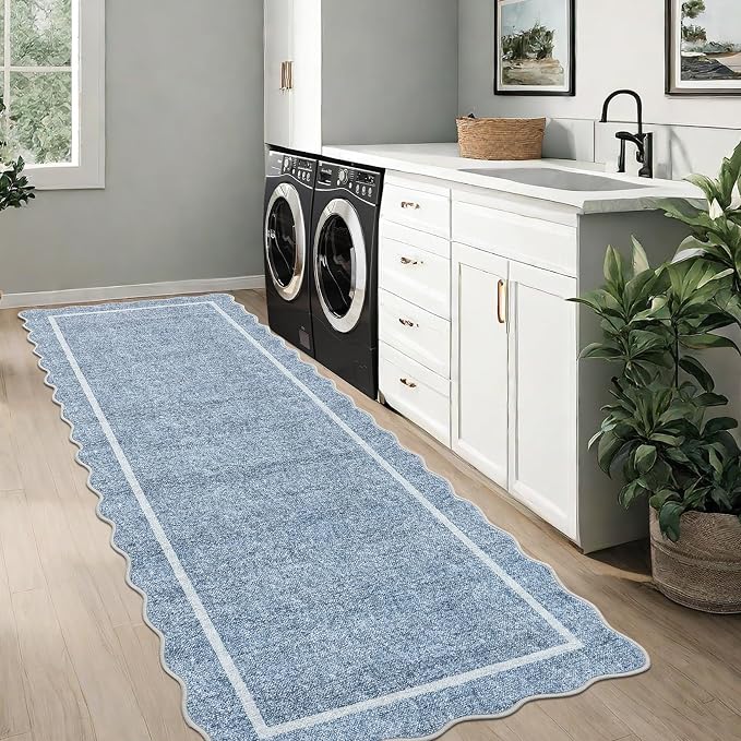 GarveeHome Scalloped Washable Kitchen Runner Rug 2x8 Non Slip, Non Slip Boho - Image 4