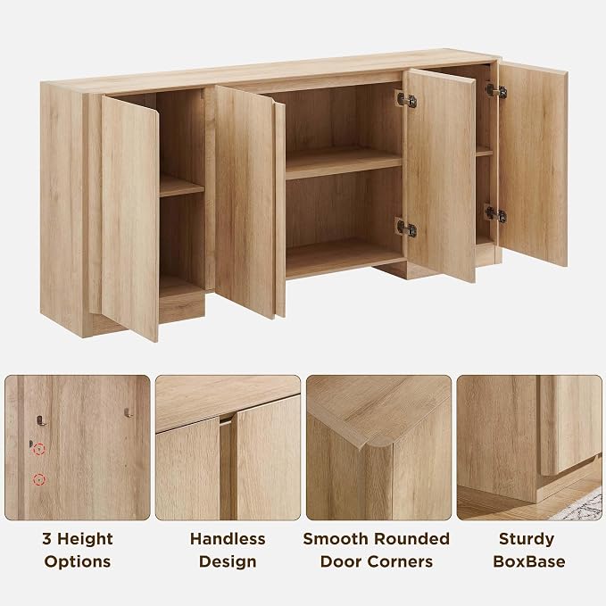 66" Large Sideboard Buffet Cabinet - Image 4