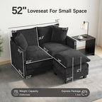 52'' Loveseat Sofa with Ottoman, Modern Cloud Sofa Couch with 27" Deep Seat - Image 2