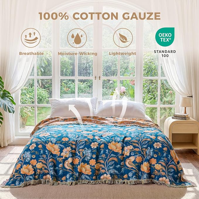 LUTBM Boho Throw Blanket for Couch Sofa Chair Cotton Summer Blankets for - Image 3
