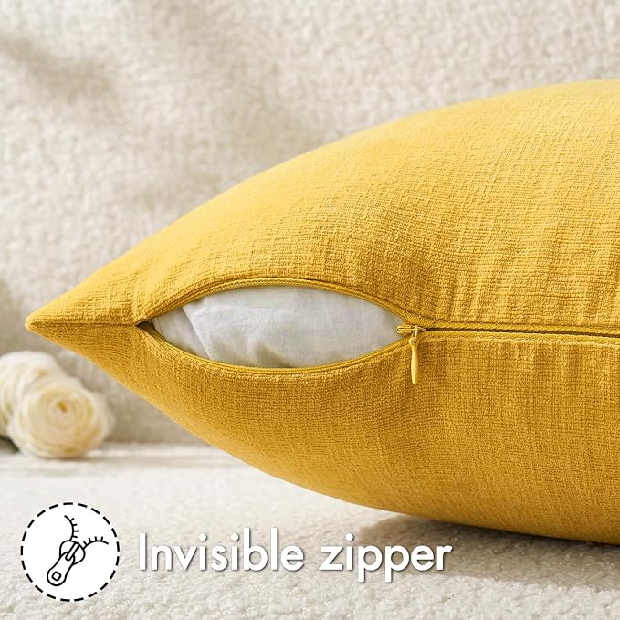 MIULEE Yellow Chenille Couch Throw Pillow Covers, 20x20 | Set of 2, Soft - Image 7