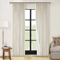 Cream Beige Linen Pinch Pleat Black Out Curtains 84 Inch Length 2 Panels | 2 by Twodrapes