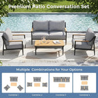 Jocoevol 4 Pieces Outdoor Sofa Conversation Set, 4 Seats Couch Set - Image 5