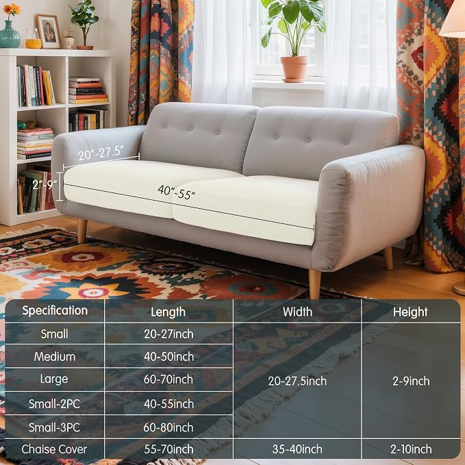 Hokway Stretch Couch Cushion Covers, 2 Piece Individual Sofa Cushion - Image 3