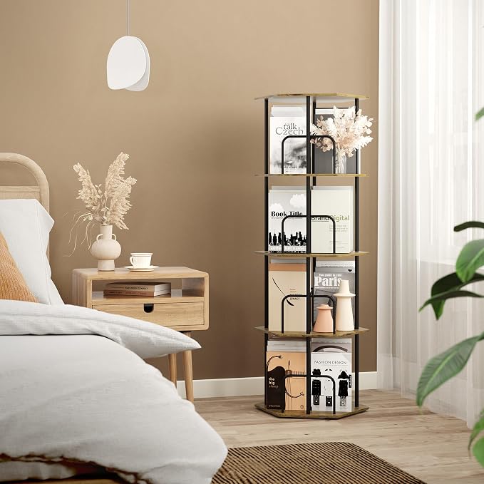SUNMORY 4 Tier Rotating Bookshelf Tower, Revolving 360 ° Spinning Bookcase - Image 7