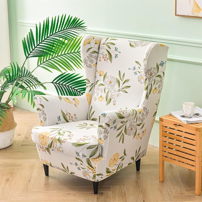KRFOONN Wingback Chair Covers Slipcovers 2 Piece Stretch Wing Chair Covers - Image 2