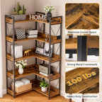 DUMOS 65 inch L Shaped Bookshelf, 5 Tier Corner Bookcase - Image 4