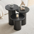 Round Nesting Coffee Table Set of 3 Mid Century Modern Wood Round Coffee Tables - Image 8