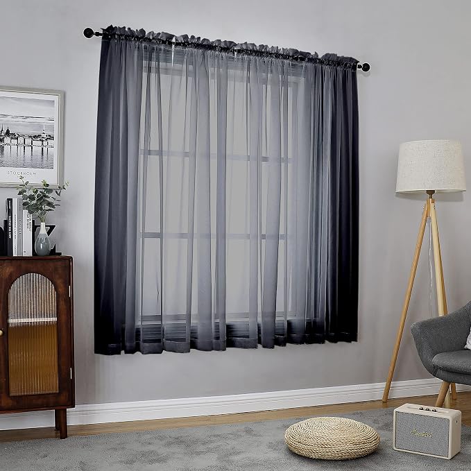Chyhomenyc Sheer Curtains 63 Inch Length 2 Panels, Soft Airy, Rod Pocket by Chyhomenyc