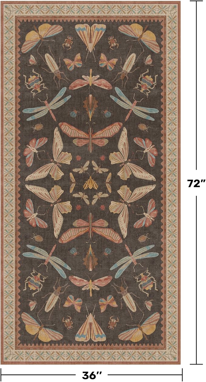 Boho Brown 3x6 Entryway Rug Indoor, Farmhouse Kitchen Area Rug - Image 2