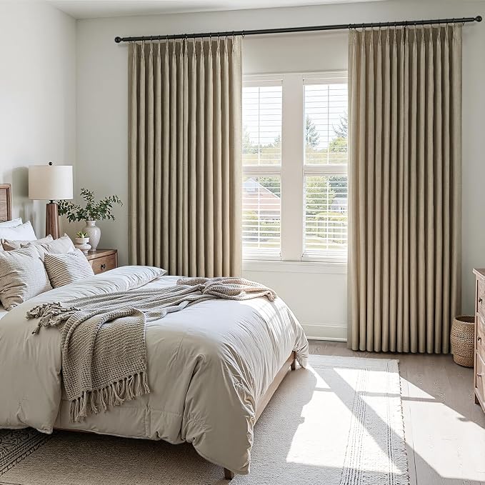 Topfinel 102 Inch Curtains 2 Panels Set, Two Packs Pinch Pleat Back Tab Linen - Image 5