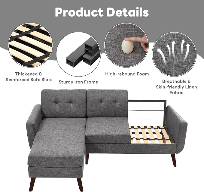 Tbfit L Shaped Couch Sofa, 3 Seater Sofas - Image 5