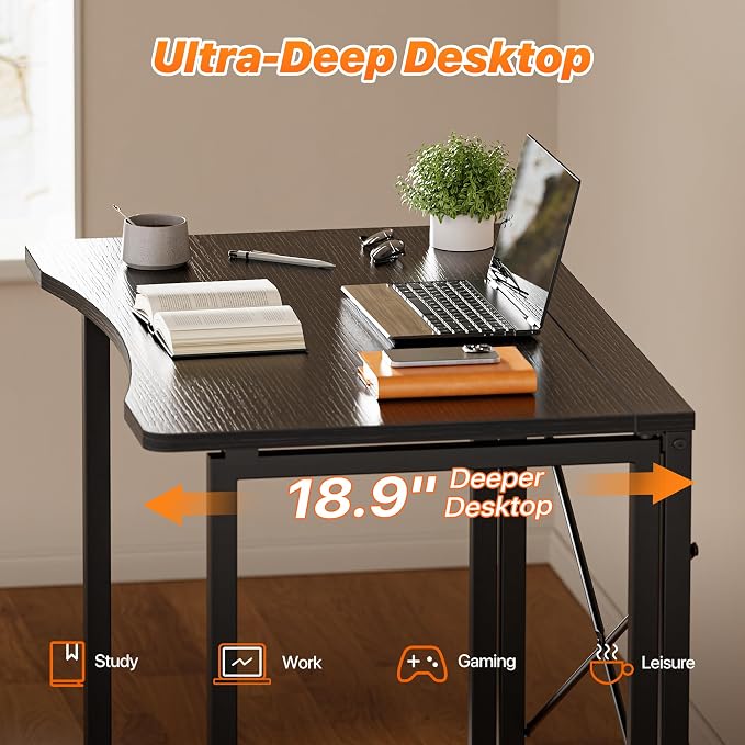 Huuger Folding Desk for Small Spaces, 31.5 Inch Foldable Computer Table - Image 4
