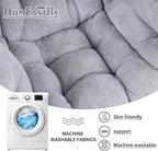 Lazy Chair with Ottoman, Large White Gray Lounge Accent Chair with Ottoman and - Image 7
