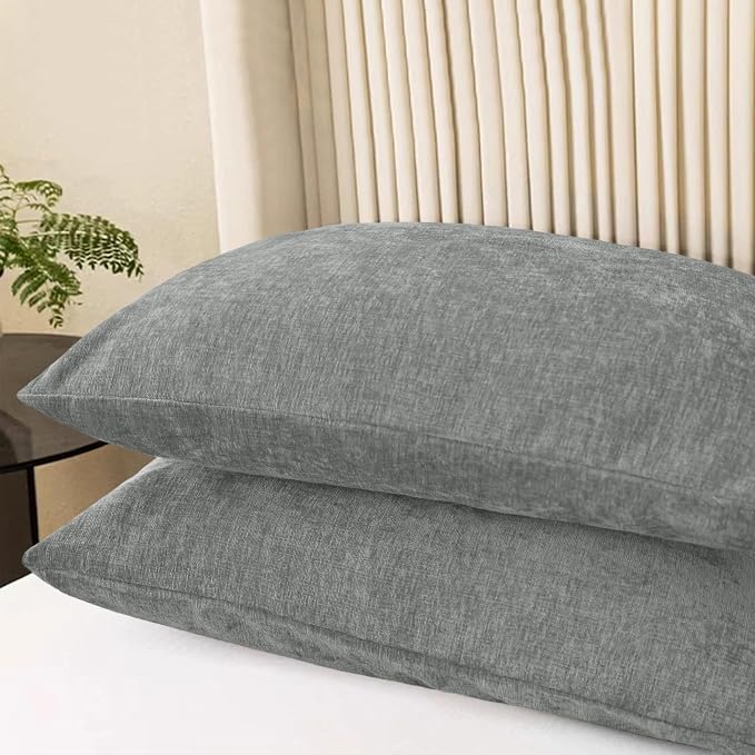 CaliTime Decorative Throw Pillow Covers 26 X 20 Inches Medium Grey | Pack of 2 - Image 3