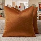 GIGIZAZA Burnt Orange Velvet Throw Pillow Covers 22x22 Pack of 2 | Decorative by GIGIZAZAFocusingonhomedecoration