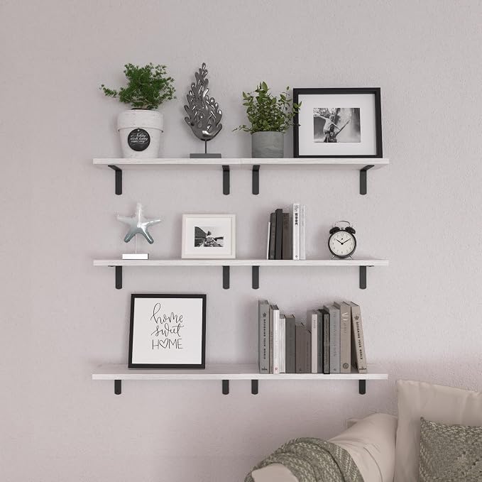 WOPITUES White Floating Shelves Set of 6, Wood - Image 6