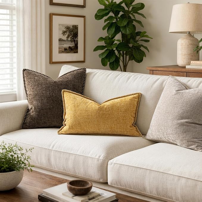 MIULEE Decorative Lumbar Throw Pillow Covers 12x20 Inch Gold 2 Pack | Mustard - Image 5