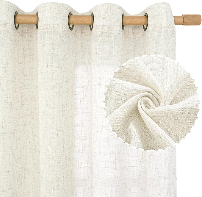 Cream Linen Sheer Curtains 84 inch - Image 2