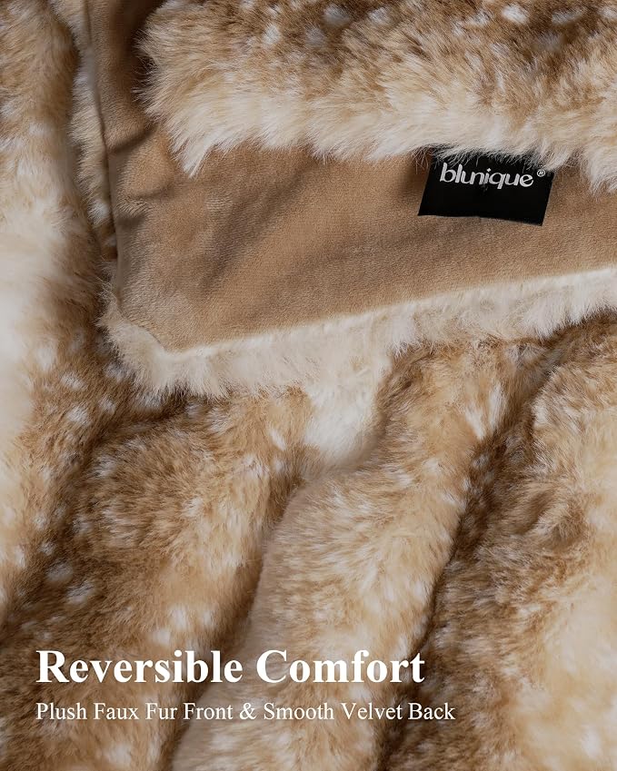 Ultra Soft Cozy Faux Fur Throw Blanket, Fuzzy Plush Thick Bubble Blanket - Image 4