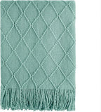 BOURINA Throw Blanket Textured Solid Soft Sofa Throw Couch Cover Knitted by BOURINA