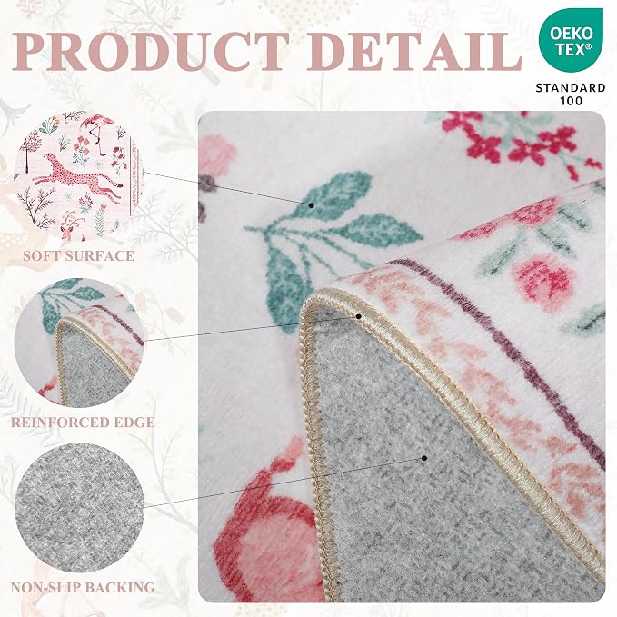 DUKINO 2x8 Washable Runner Rug, Non Slip Animal Kitchen Runner Rug, Low Pile - Image 4