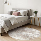 LOONGRUG Round Rug 8x8 Washable Large Neutral Modern Circle Rugs Brown | - Image 7