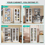 Metal Storage Cabinet with Lock and Glass Doors, Locking Curio Cabinets with 5 - Image 4