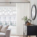 Beige White Pinch Pleated Extra Wide Curtain Panels 90 Inches Long 100 Wide | by Twodrapes