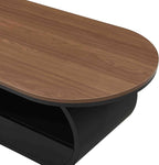 Modern Oval Coffee Table, 47.24" Brown Wood Top Coffee Table - Image 6