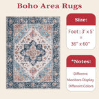 SERISSA 3x5 Washable Non Slip Boho Area Rug - Image 2