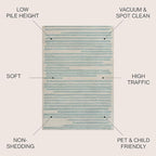 JONATHAN Y Khalil Modern Berber Stripe Cream/Turquoise Indoor Area Rug - Image 2