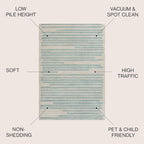 JONATHAN Y Khalil Modern Berber Stripe Cream/Turquoise Indoor Area Rug - Image 2