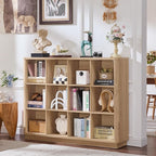 Joaxswe 12 Cube Storage Organizer, Wood Floor Standing 3-Tier Cubby Bookcase - Image 2