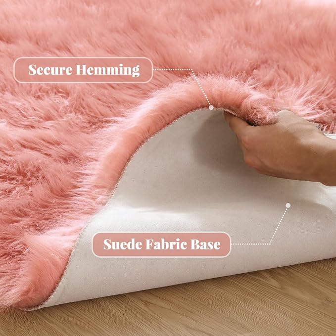 ORINOVA Pink Shag Washable 5x7 Area Rugs - Image 3
