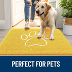 OLANLY Dog Door Mat for Muddy Paws 30x20, Paw Print Design Chenille Mud Mat | - Image 6