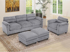 HAOMARKETS Corduroy 4-Piece Sofa Set, Upholstered Ottoman Set of 2, Accent by HAOMARKETS