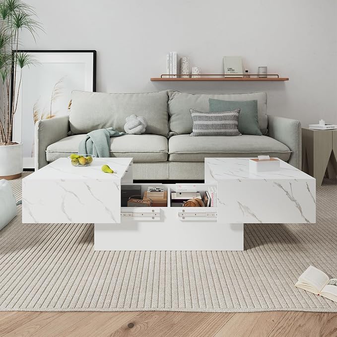HedoAjim White Marble Coffee Table by HedoAjim