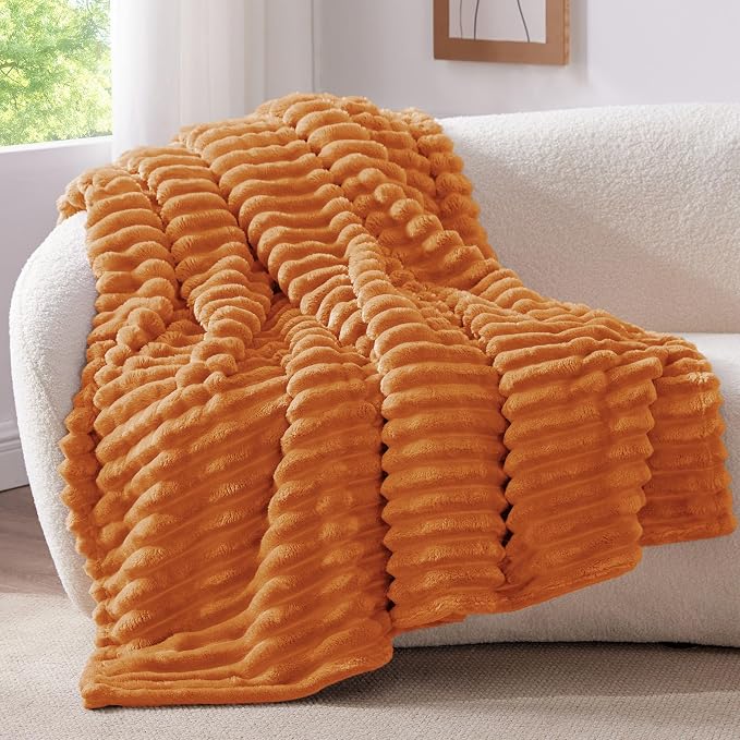 BEDELITE Fall Twin Blanket for Couch & Bed, Burnt Orange, Warm Yet Lightweight - Image 5