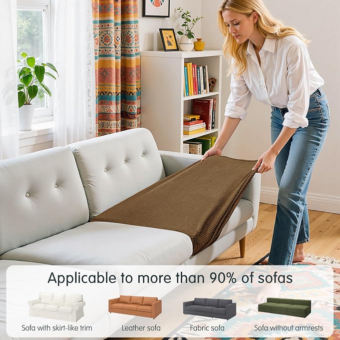 Hokway Stretch Couch Cushion Covers, 3 Piece Individual Sofa Cushion - Image 4