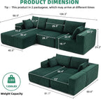 108” Modular Sectional Sofa, Cloud Sectional Couch - Image 3