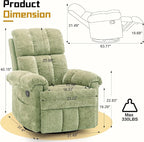 Korser Recliner Chair, Swivel Rocker Recliner Chair - Image 2