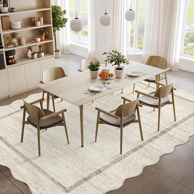 GarveeHome Scalloped Washable Rug 4x6 Boho Living Room Area Rug, Low Pile Soft - Image 9