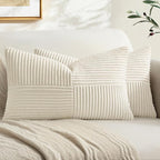 MIULEE Cream White Decorative Lumbar Throw Pillow Covers 14x24 Inch 2 Pack | by MIULEE