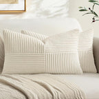 MIULEE Cream White Decorative Lumbar Throw Pillow Covers 12x20 Inch 2 Pack | by MIULEE