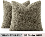 Faux Fur Throw Pillow Covers 20x20 Inch Set of 2 Boucle Neutral Decorative - Image 7